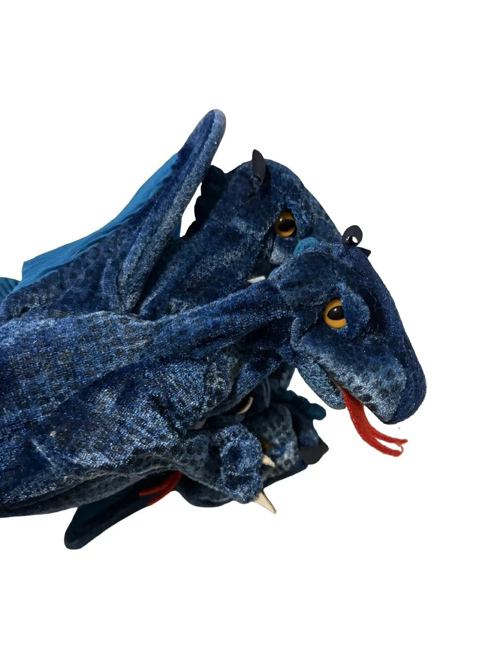 Folkmanis Blue 3-Headed  Plush Dragon Puppet 12 in
